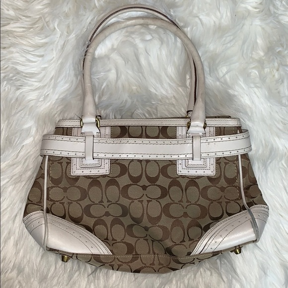 Coach Belted Satchel Hampton Signature Logo Purse - Picture 2 of 8